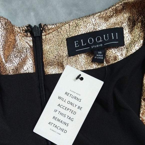Eloquii Studio NWT Gold Metallic Surplice Neck Front Band Maxi Dress Cocktail - Picture 6 of 8